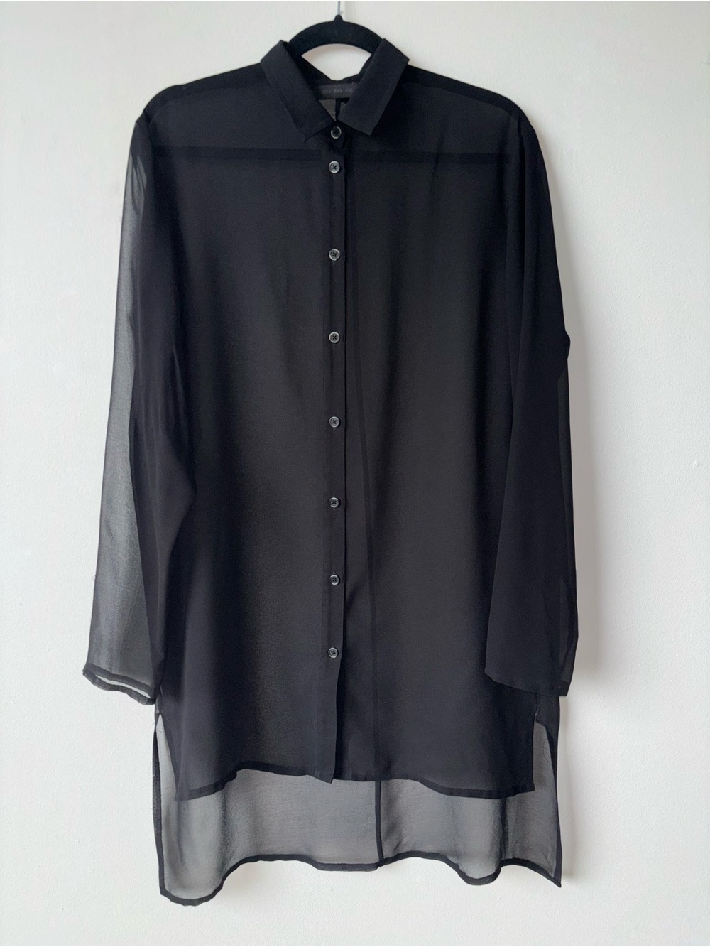 Tiger of Sweden Black Sheer Button-Down Shirt M